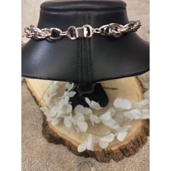 Trifari Braided Rope Chain Necklace Made France Silver-Toned Statement Vintage - Picture 11 of 13
